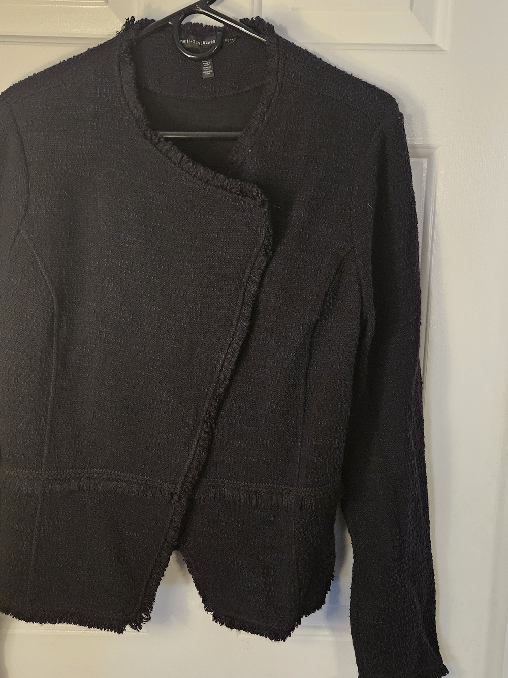 White House Black Market BlackTextured Open-Front Cardigan